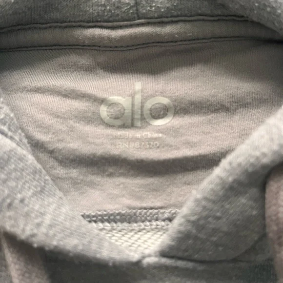 ALO Yoga Gray Short Sleeve Hoodie - Picture 3 of 3